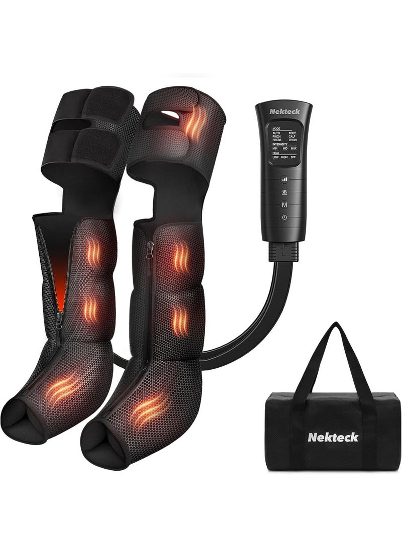 نِك تيك مدلك الساق من Nekteck مع حرارة، جهاز تدليك بالضغط الهوائي للقدم والساق، أداة تدليك محمولة للساق بالكامل على شكل حذاء مع مستويين من الحرارة و6 أوضاع و6 درجات شدة لتحسين الدورة الدموية وتخفيف الألم (زوج واحد) - Image 1